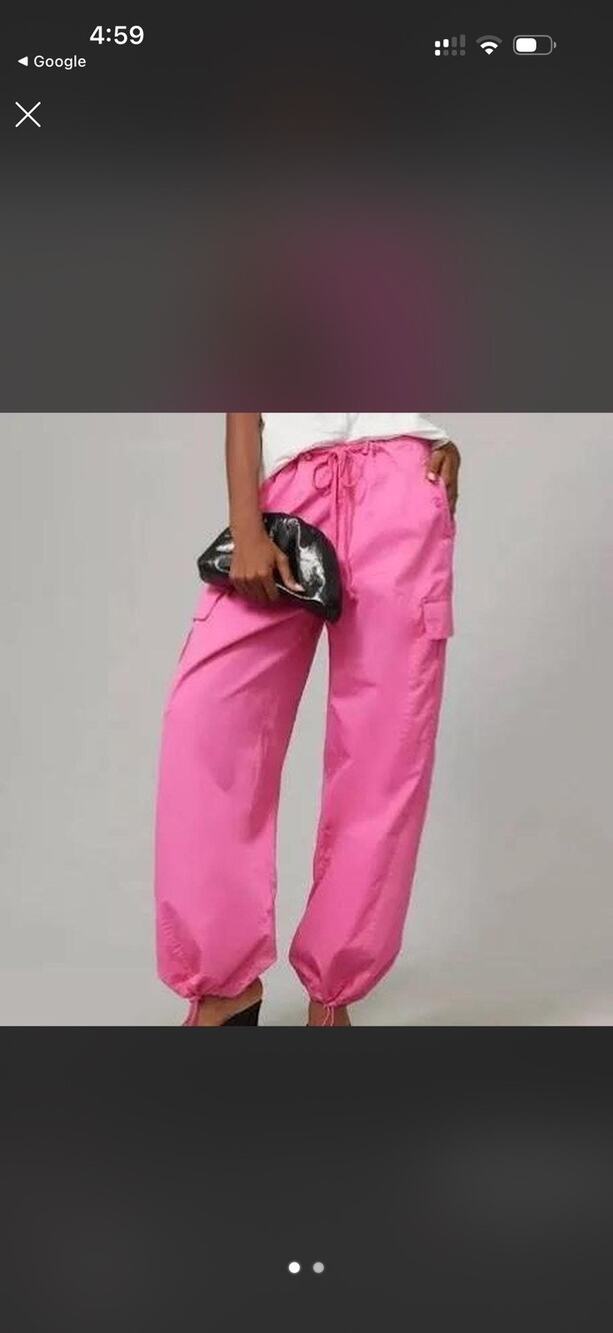 Good American Parachute Cargo Joggers Malibu Pink NEW NWT Barbiecore adjustable